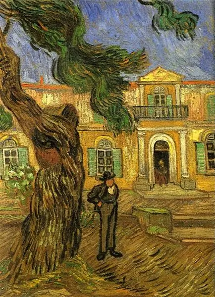 Pine Trees with Figure in the Garden of Saint-Paul Hospital (1889)