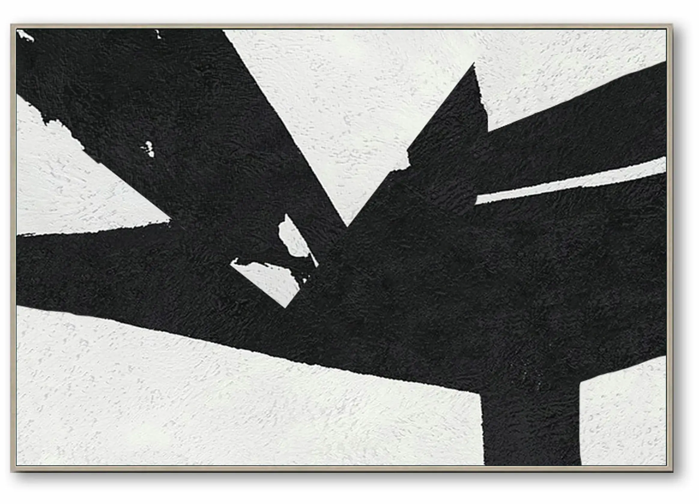 Large Abstract Painting, Black and White Minimal Canvas Art Painting, Flower Abstract Art