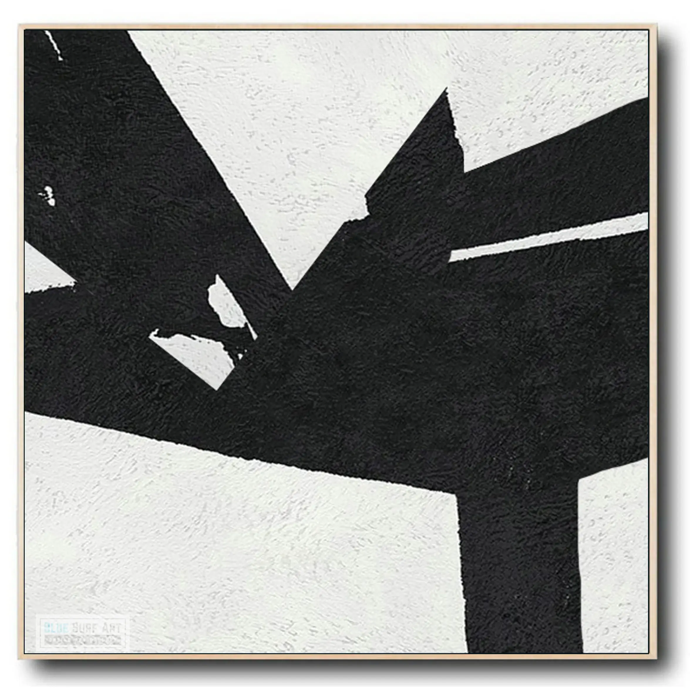 Large Abstract Painting, Black and White Minimal Square Canvas Art Painting, Flower Abstract Art