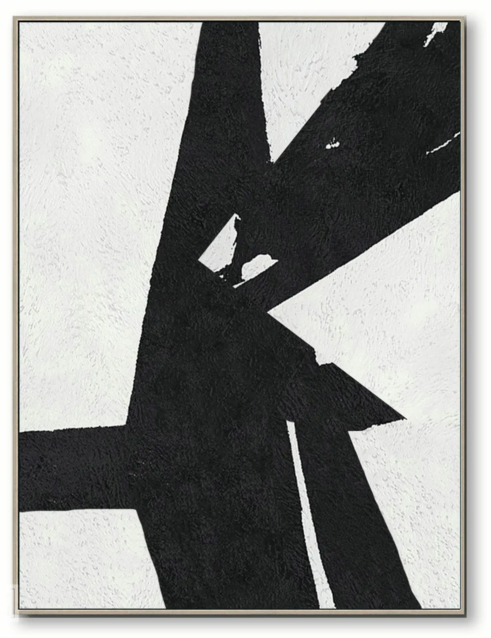 Large Abstract Painting, Black and White Minimal Portrait Canvas Art Painting