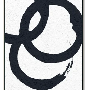 Oversized Circle Abstract Painting, Black and White Minimal Portrait Canvas Art Painting