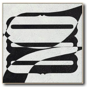 Large Abstract Painting, Oversized Black and White Wall Art Painting no. 082