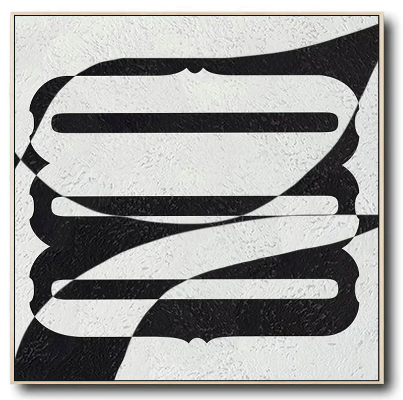 Large Abstract Painting, Oversized Black and White Wall Art Painting no. 082