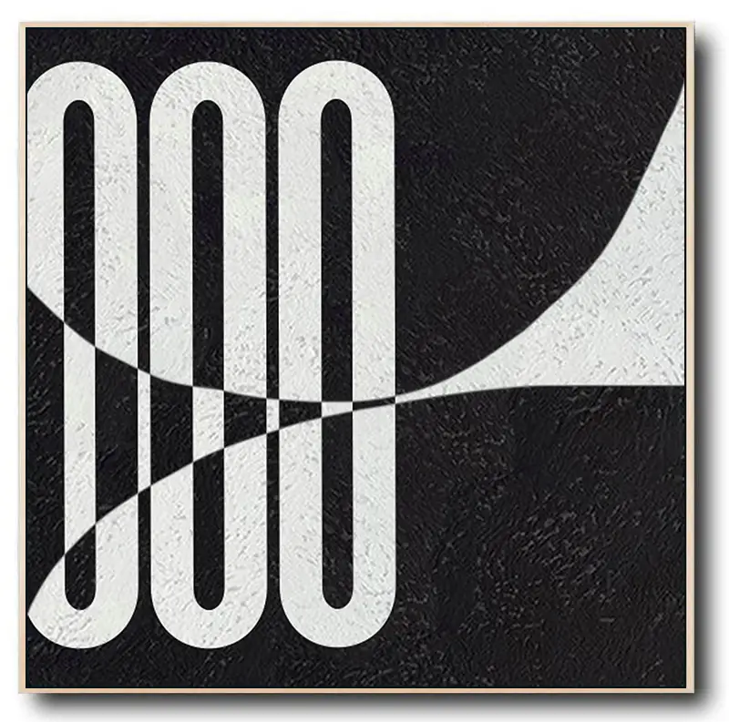 Large Abstract Painting, Oversized Black and White Wall Art Painting no. 091