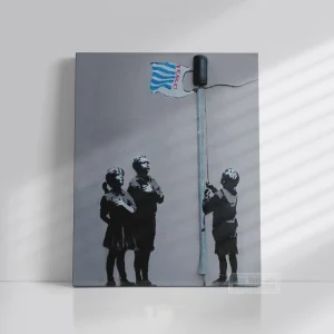 Banksy Ban Plastic Bag, Street Art Handmade Original Oil on Canvas