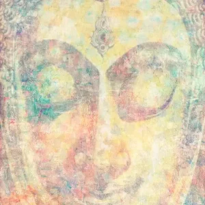 Buddha Wall Art with Abstract Pastel Colour