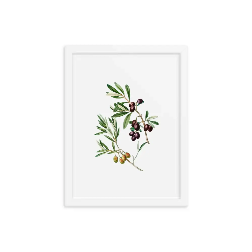 Framed Poster Green Olives with Leaves