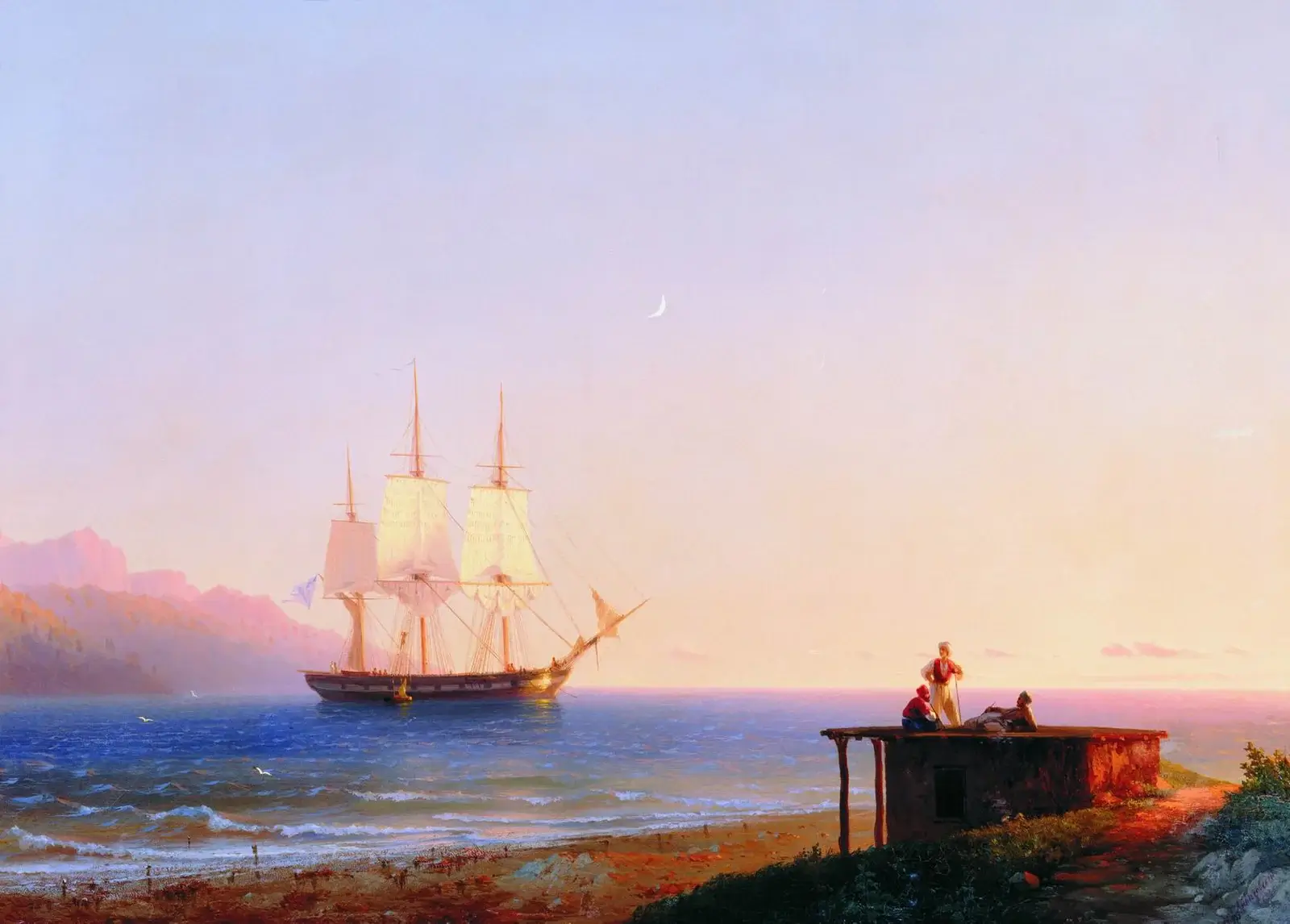 Frigate under sail