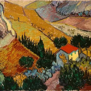 Landscape with House and Ploughman (1889)