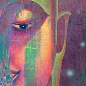 Multi Colour Buddha Portrait in Abstract Style