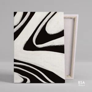 Abstract Black & White Minimalist Modern Wall Art, Abstract Canvas Art Painting - Fora #14