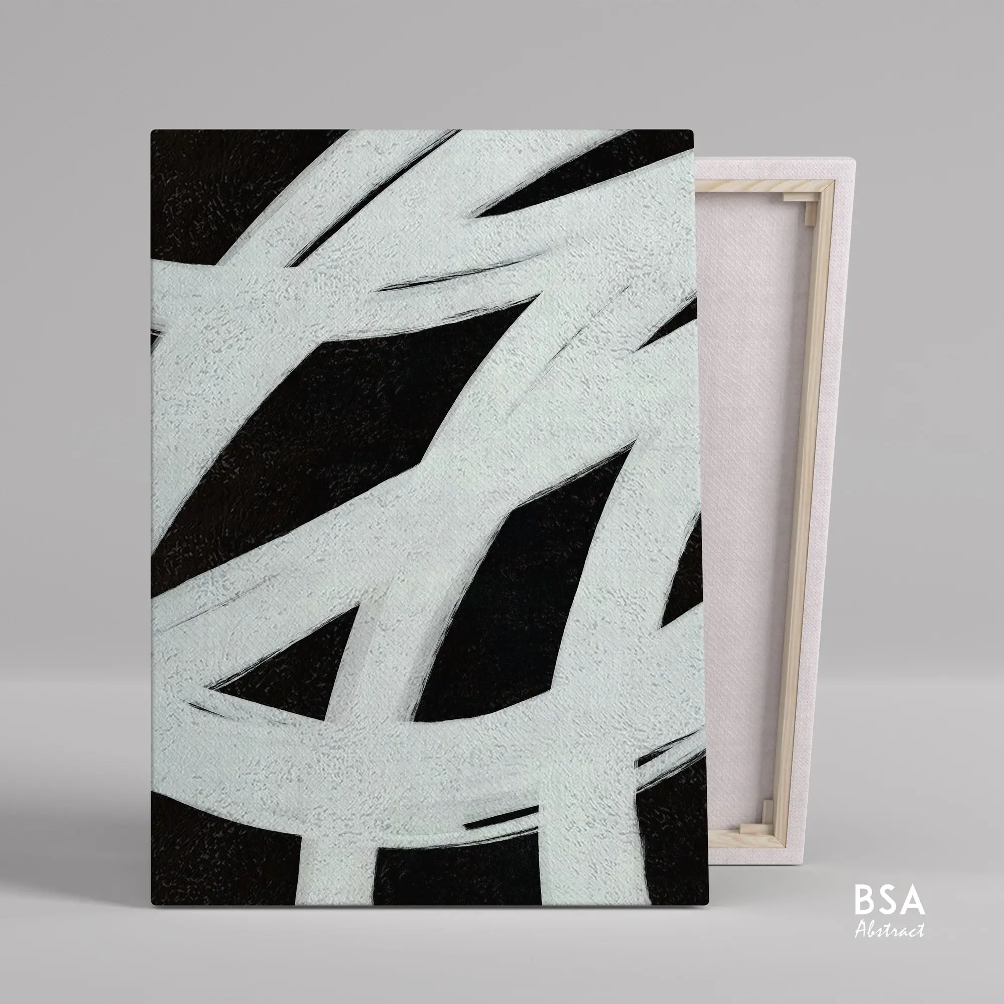 Abstract Black & White Modern Wall Art, Abstract Canvas Art Painting - Fora #18