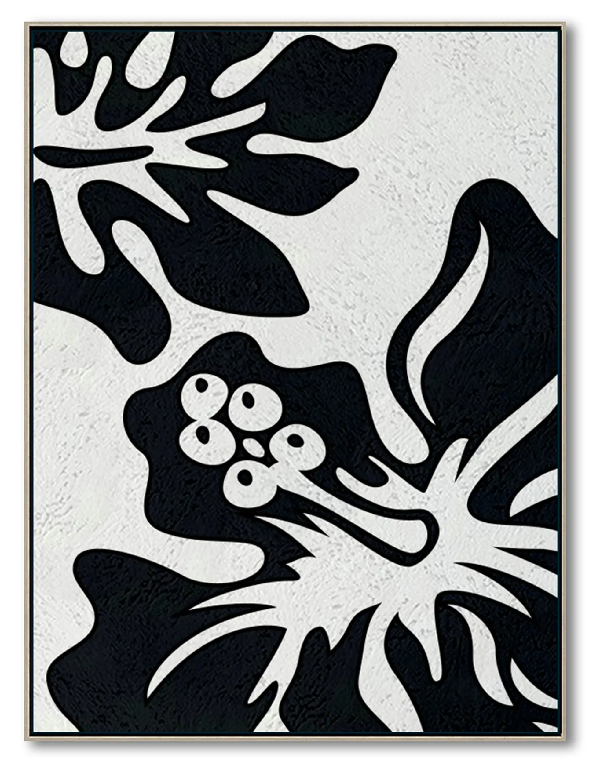 Oversized Black and White Abstract Canvas Wall Art, Original Oil Painting, Floral Living Room Wall Art Decor no. 28