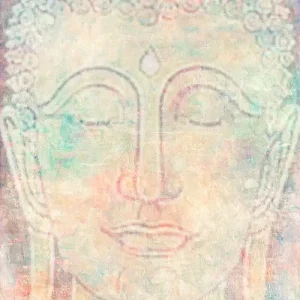 Pastel Colour Buddha Wall Art, Original Asian Canvas Art Painting