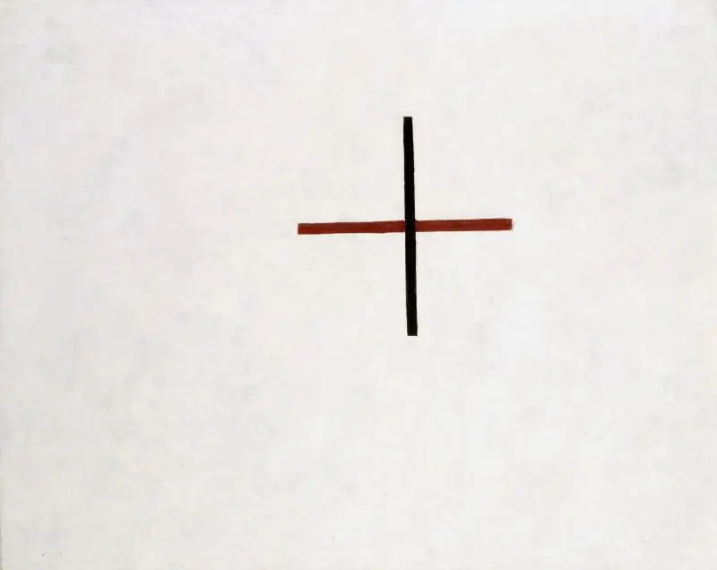 Suprematist Cross (Small Cross in Black over Red on White)