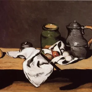 Still Life with Green Pot and Pewter Jug